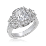 Cushion Cut Ring Setting with Moon Shape Side Diamonds, Pavé Halos & Filigree