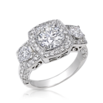 3-Stone Ring with Square Halos