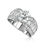 Ring Setting with Princess Cut, Baguette & Pavé for Large Diamond