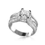 Ring Setting with Princess Cut & Pavé 1.5-2ct Princess Cut Diamond