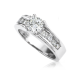 Cathedral Ring with Round Diamond Center Stone
