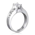Cathedral Engagement Ring for Oval Diamond