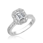 Emerald Cut Diamond in Bezel Setting with Halo
