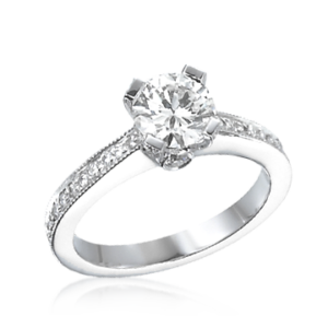 Micro Pavé Diamond Engagement Ring with Round Center Stone