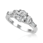 Oval Diamond Ring with Oval Sides & Baguette Accent