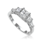 Princess Cut Diamond Ring with Princess Cut Sides & Baguette Accent