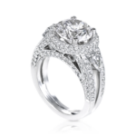 Ring Setting with Pear Sides, Halo & Split Shank for Round Diamond