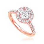 Round Diamond Ring with Halo in Rose Gold