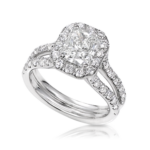 Radiant Cut Diamond Ring with Halo & Split Shank