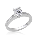 Micro Pavé Diamond Engagement Ring with Cushion Cut Center Stone