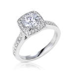 Round Diamond Engagement Ring with Pavé Halo