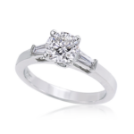 Round Diamond Ring with Tapered Baguette Sides