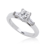 Princess Cut Diamond Ring with Tapered Baguette Side Stones
