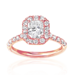 Radiant Cut Diamond Ring with Halo in Rose Gold