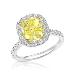 Cushion Cut Yellow Diamond Ring with Halo