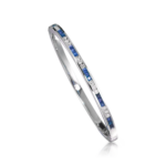 Blue Sapphire and Diamond Bangle Bracelet in Channel Setting