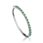 Emerald & Diamond Bangle in Prong Setting