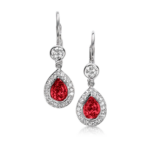 Ruby Earrings with Pavé Halo & Lever Backs