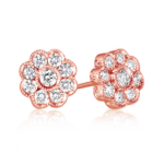 Flower Shaped Diamond Earrings in Rose Gold